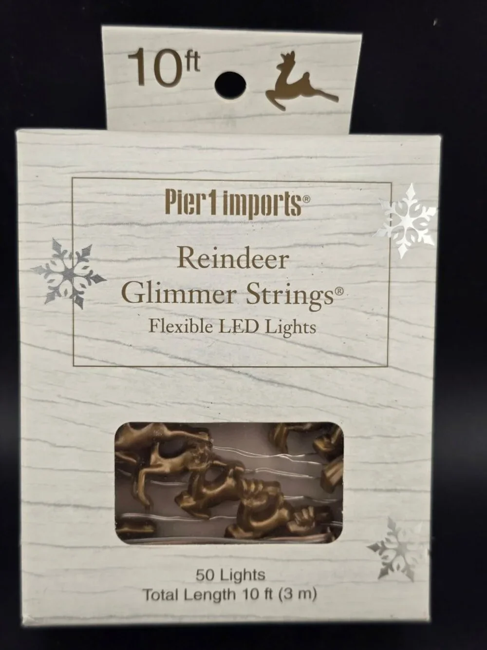 NWB Pier 1Reindeer Glimmer Strings Flexible LED Lights 10 ft 50